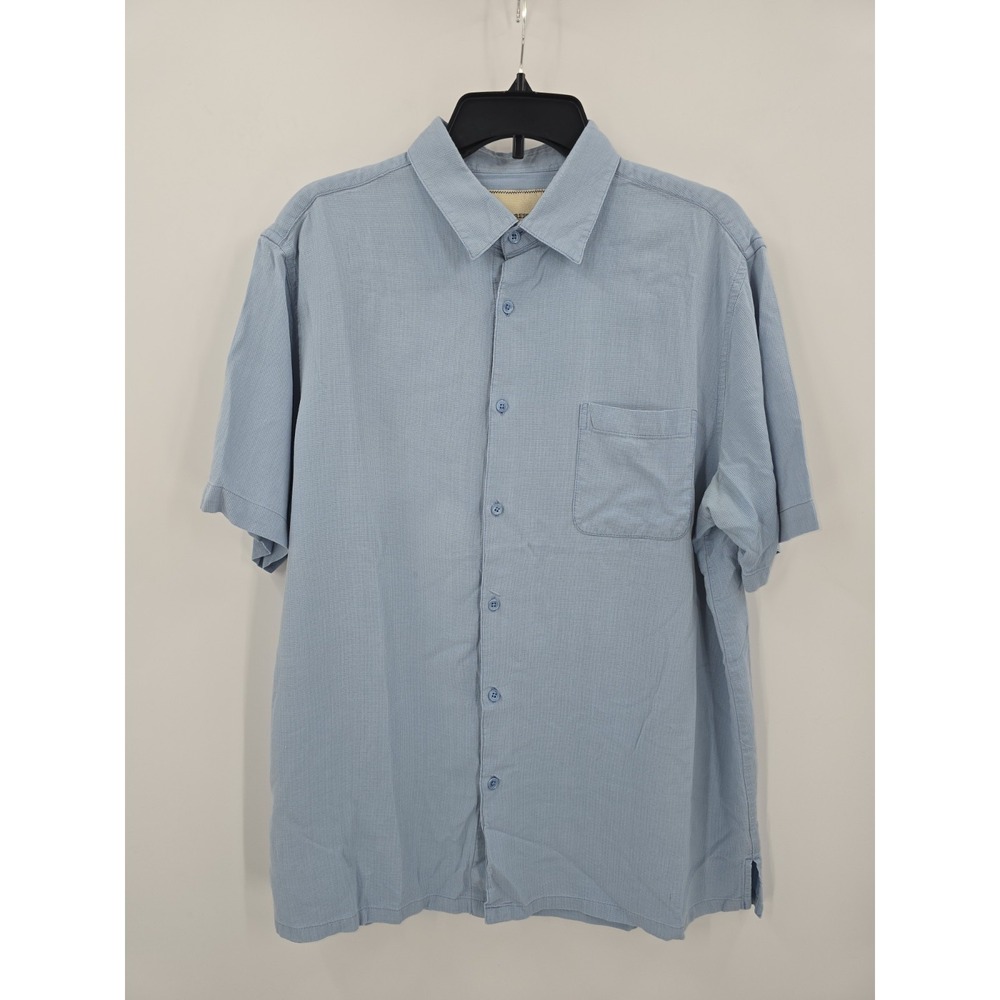 Island Republic Vintage Shirt Mens XXL 100% Silk Short Sleeve Light Blue NWOT